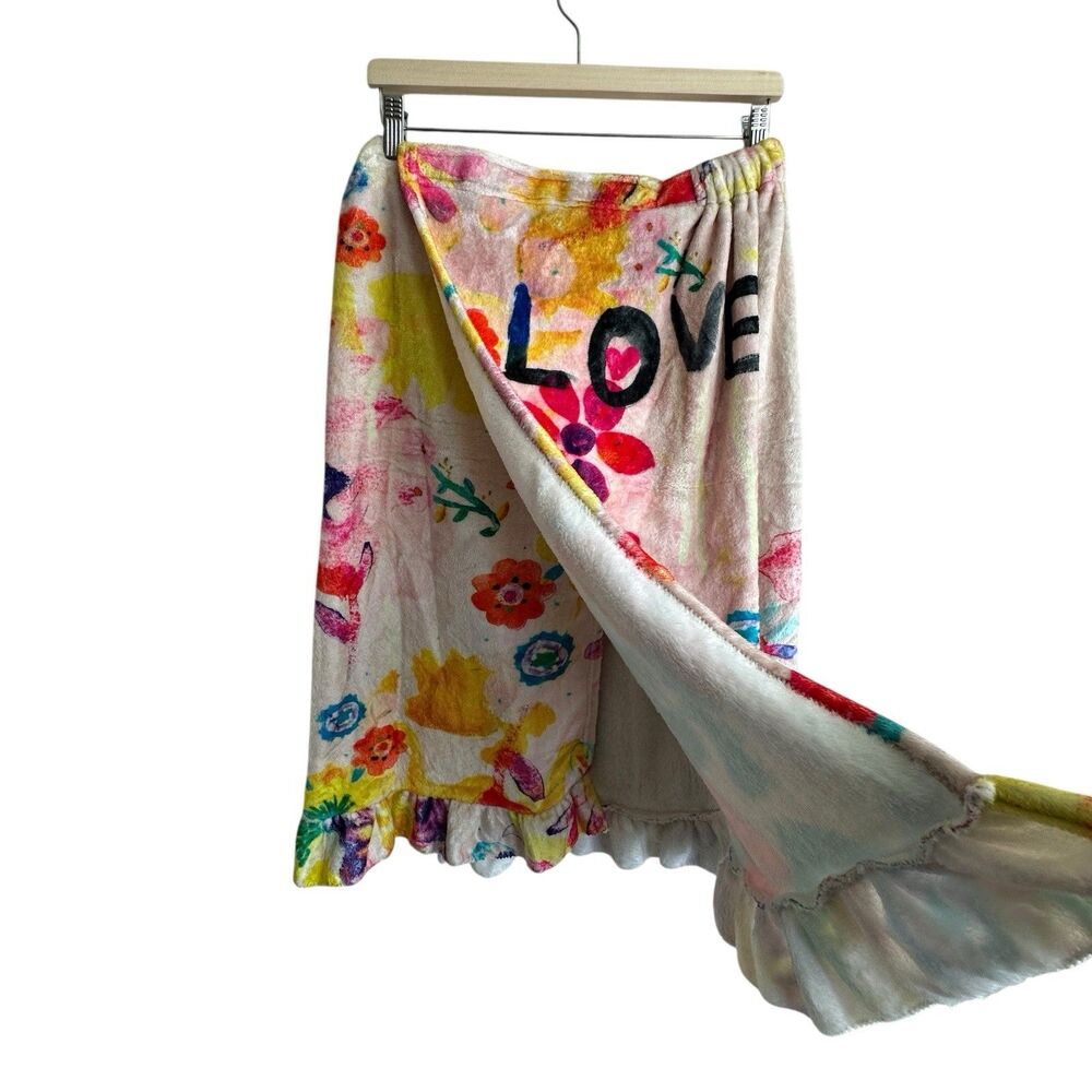 NWT Natural Life Towel Wrap Love boho floral ruffle trim L/XL - Picture 5 of 10